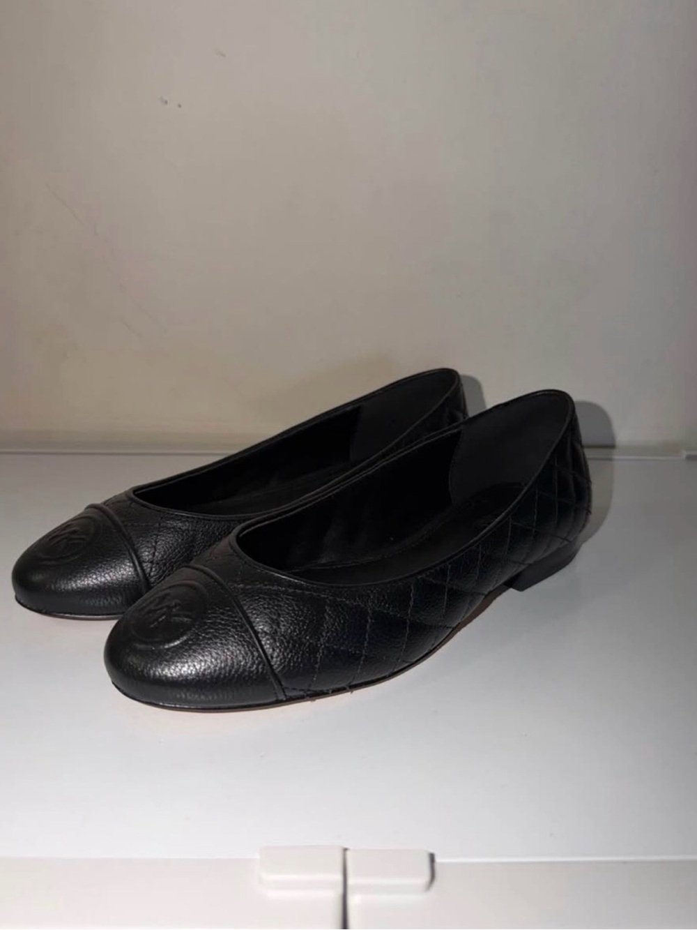 Black Michael Kors Quilted Leather Ballet Flats